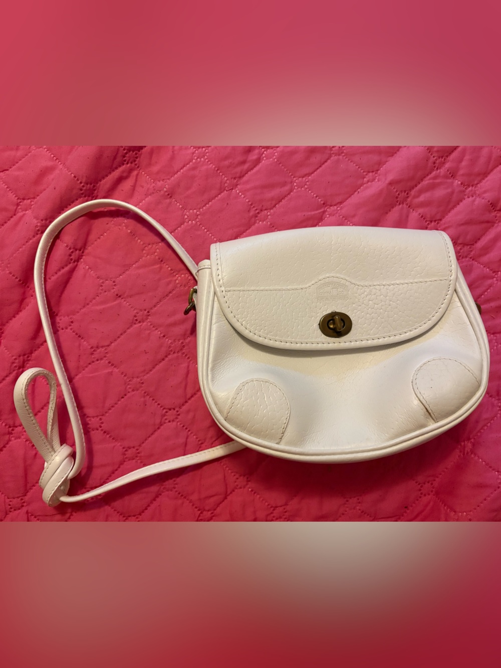 Vintage Kettle Creek Canvas Company White Leather Crossbody Purse Made in Canada